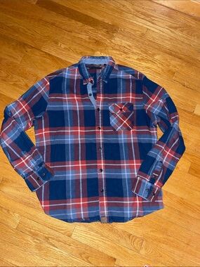 Navy & Red Flannel Button-Down